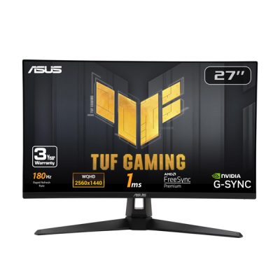 Asus VG27AQ Gaming Monitors (144HZ – 165hz to 170Hz / 27″ / IPS / 2560×1440 (WQHD) / 1ms / 165 Hz / 3.5mm, HDMI, USB, Display Port)