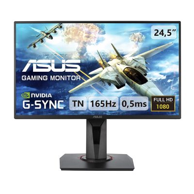 Asus VG258QR Gaming Monitors (144HZ – 165hz to 170Hz / 24.5″ / TN / 1920×1080 / 0.5ms / 165 Hz / 3.5mm, HDMI, DVI-D)